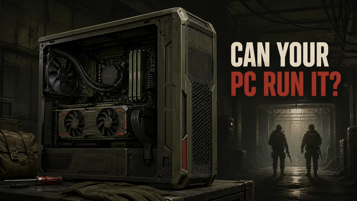 Editorial illustration showing a desktop PC's graphics card, cooling, and memory before a No More Room in Hell 2 session