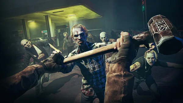 Official No More Room in Hell 2 screenshot showing a responder using a large hammer against approaching zombies